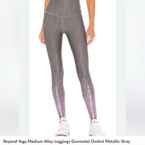 Beyond Yoga Metallic Gunmetal to Lilac Ombre Leggings